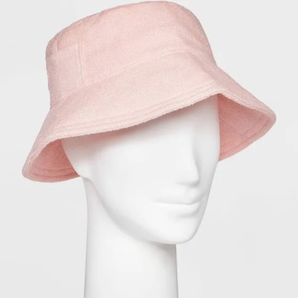 Shade & Shore Light Pink Terry Cloth Adjustable Bucket Hat One Size